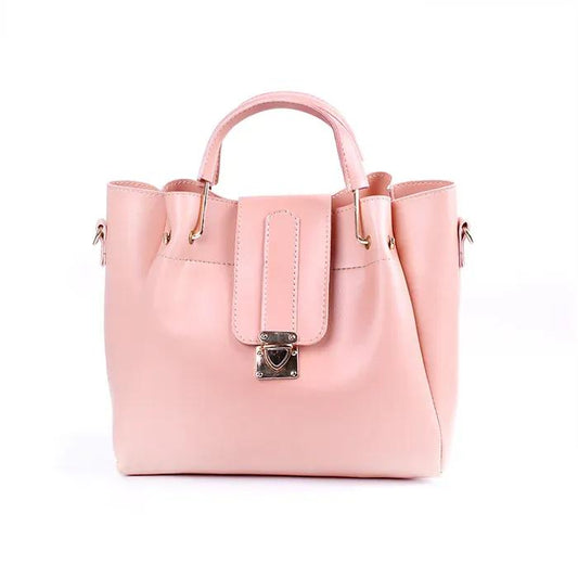 Girl pu leather plain hand bag set