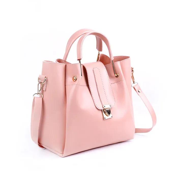 Girl pu leather plain hand bag set