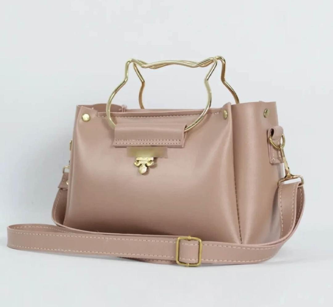 Girls pu leather plain hand bag