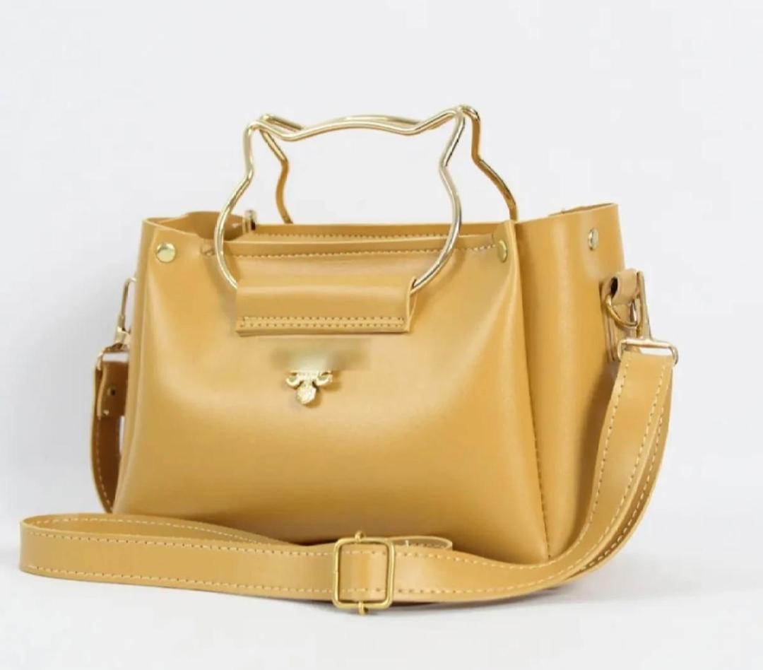 Girls pu leather plain hand bag