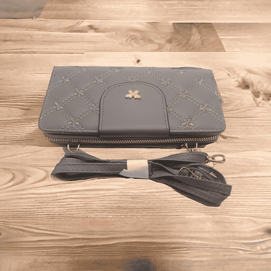 Women pu leather embroidered clutch