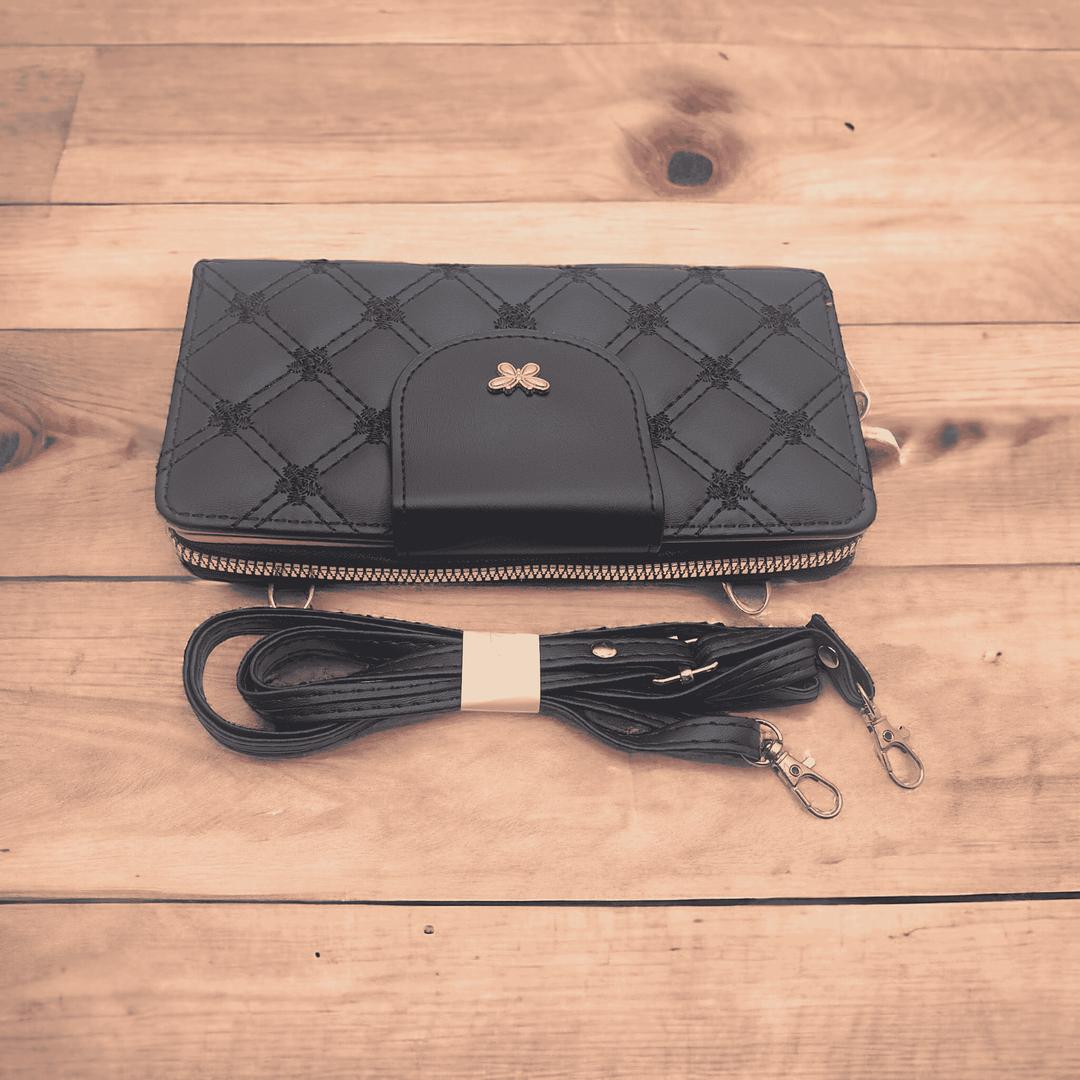 Women pu leather embroidered clutch