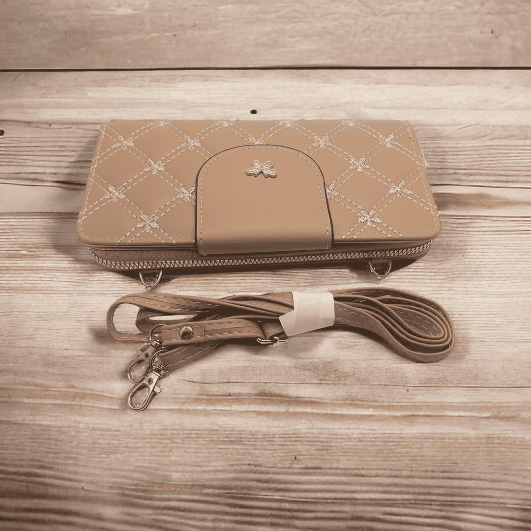 Women pu leather embroidered clutch