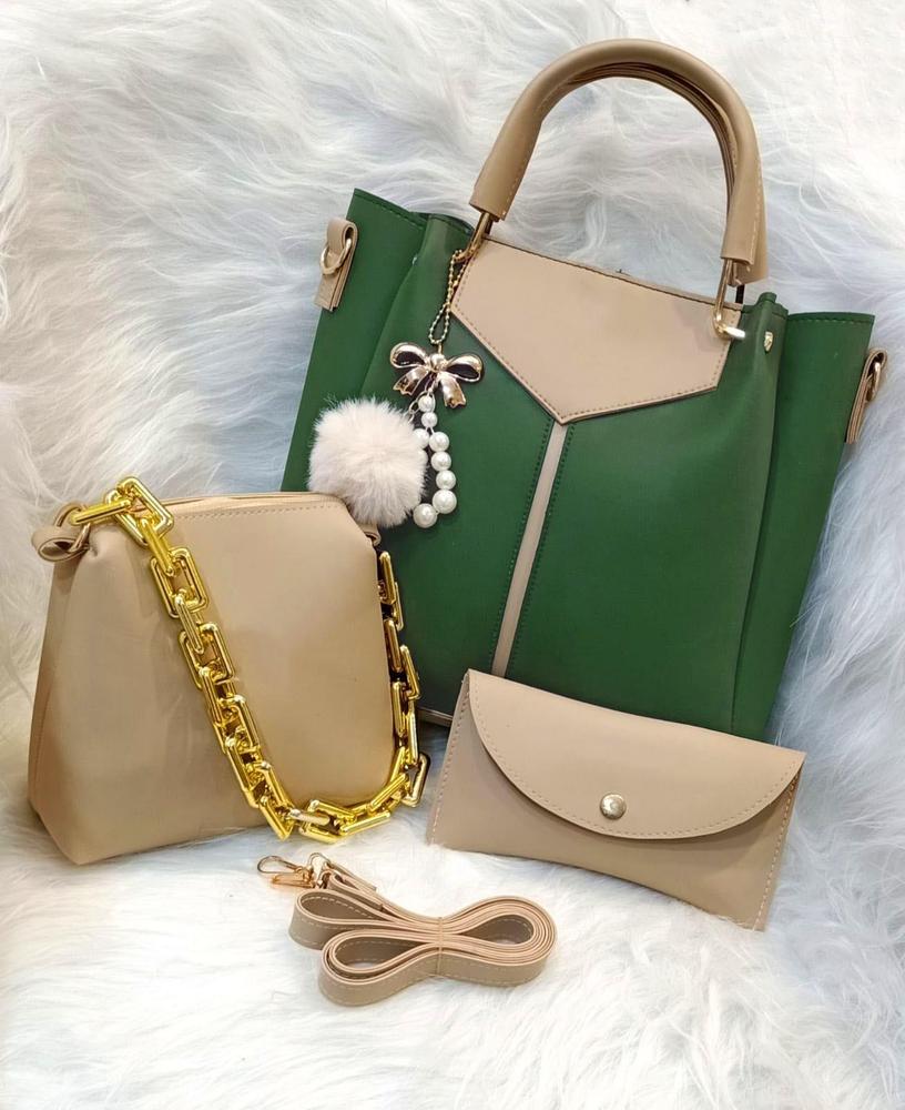 Women pu leather plain top handle shoulder bag