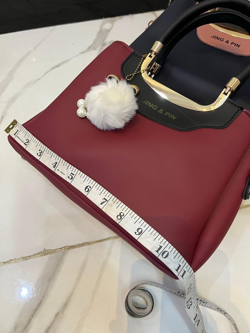 Women pu leather plain hand bag set