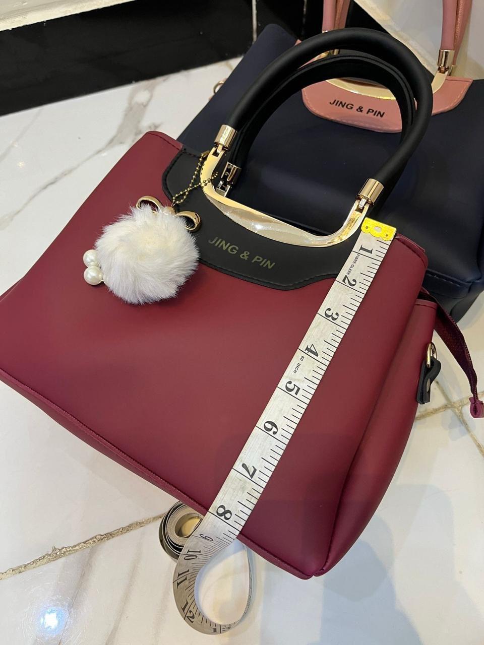 Women pu leather plain hand bag set