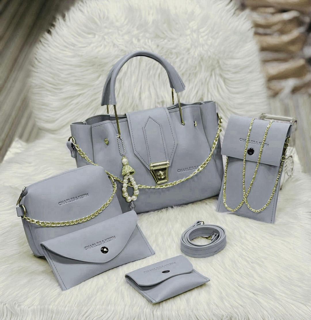 Stylish faux leather hand bag set for girls -5 pcs collection