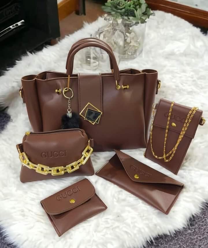 Girls pu leather plain hand bag set