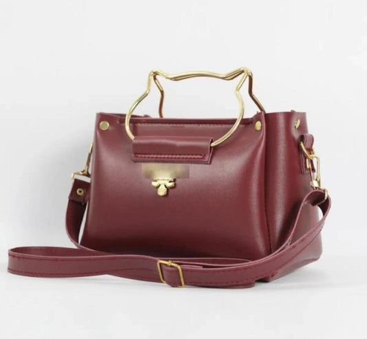 Girls pu leather plain hand bag