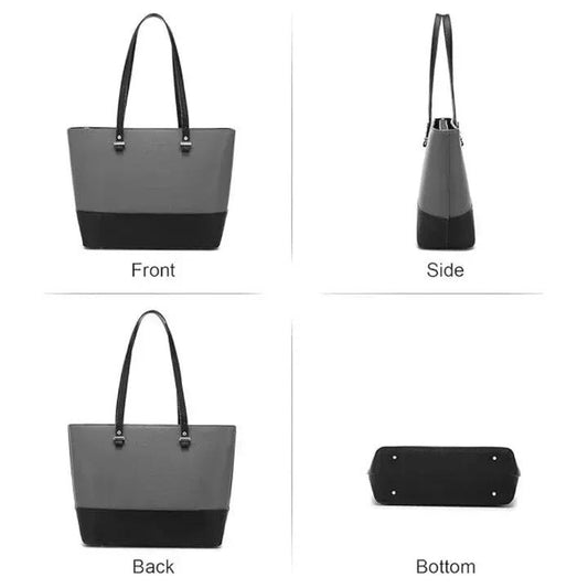 Women pu leather hand bag set-3 pcs in classic white black