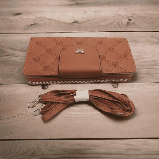 Women pu leather embroidered clutch