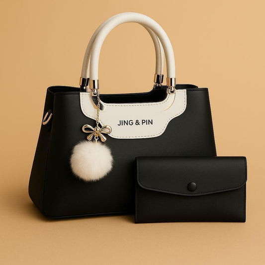 Women pu leather plain hand bag set